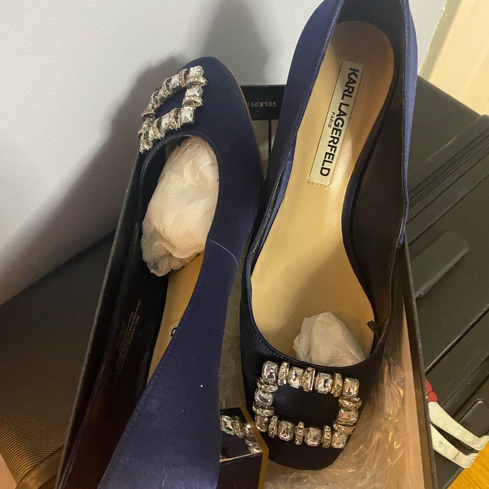 Karl Lagerfeld Navy Block Heels